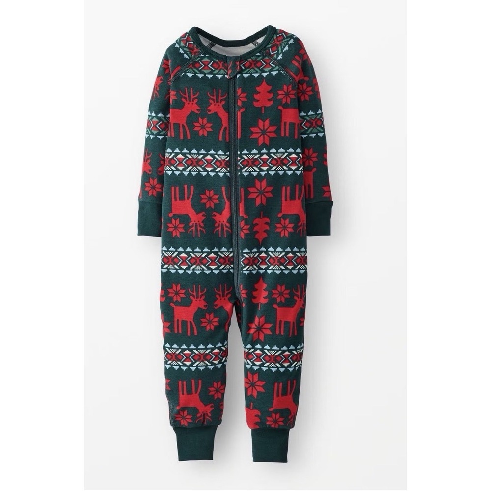 Hanna Andersson Holiday HannaSoft Stretch Sleeper 12-18 Mos Reindeer Fair Isle